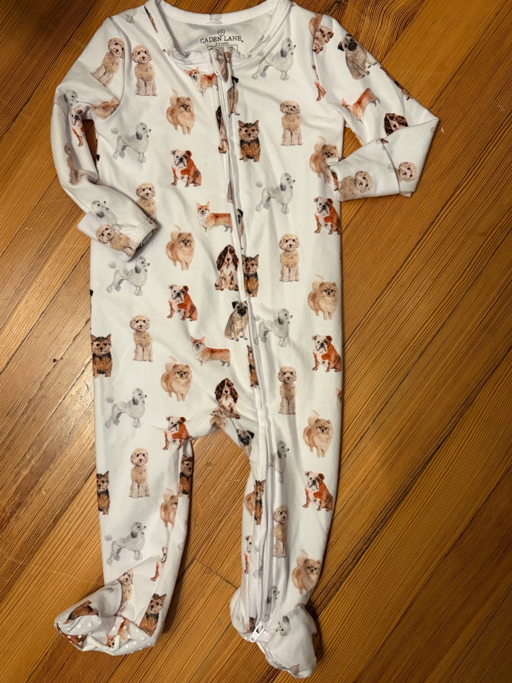 Caden Lane White Puppy Print Zip Sleep Sack
